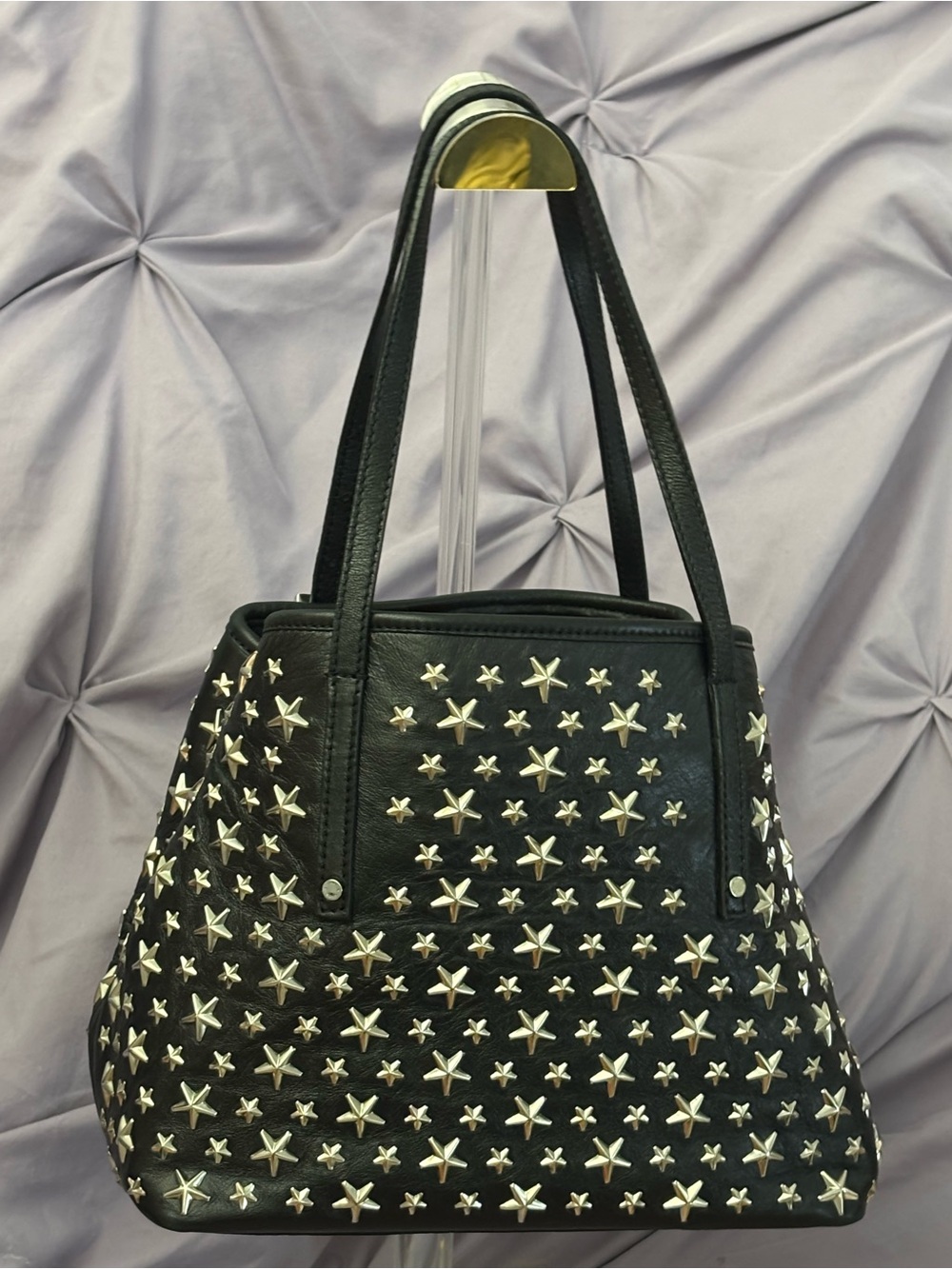 Jimmy Choo Black Star-Embellished Leather Tote